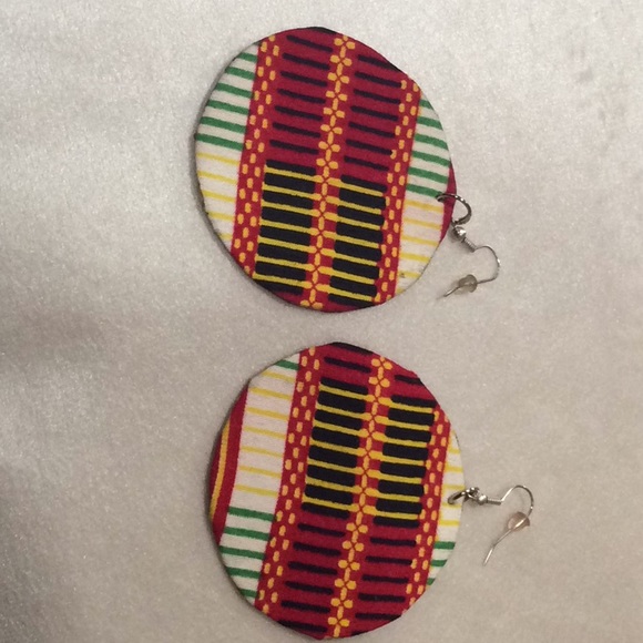 Fabric round flat earrings .($8 if you buy 3) - Picture 4 of 4